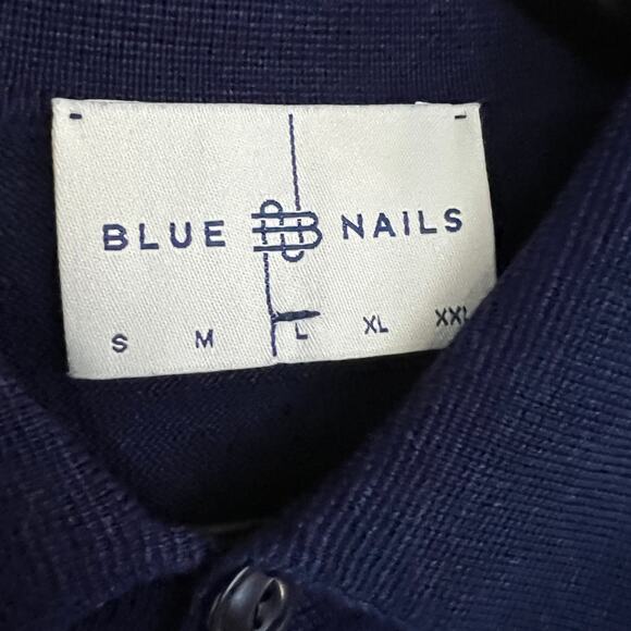 Blue Nails Thailand Indigo Men's Button Up Cardigan Fine Gauge Sweater Shirt L - Picture 4 of 6